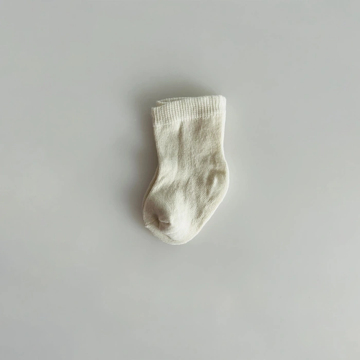 Kukita Ekru Yenidoğan Tekli Çorap Kuki01