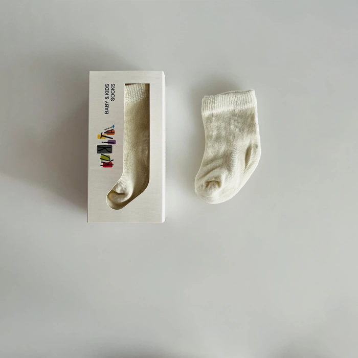 Kukita Ekru Yenidoğan Tekli Çorap Kuki01
