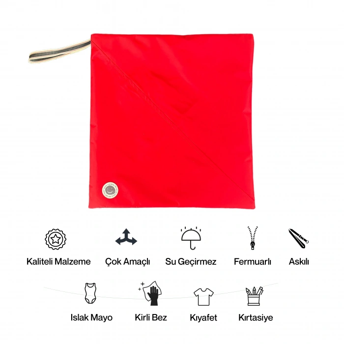 Kukita Su Geçirmez ,Islak, Kuru, Mayo, Kirli Temiz Kıyafet ve Bez, Kırtasiye Bebek ve Çocuk Çantası Çok Amaçlı Çanta 35cmx35cm