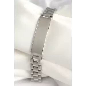 316L Çelik Gümüş Renk Zincir Künye Model Erkek Bileklik - TJ-EB3726