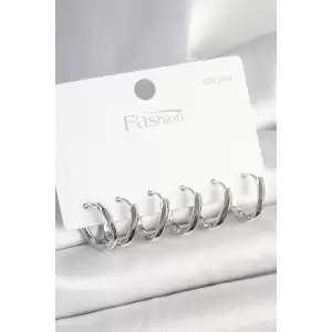 925 Ayar Gümüş Çivi Pirinç Oval Halka Model Kadın Küpe Seti - TJ-BKP10418