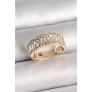 Pirinç Gold Renk Su Yolu Zirkon Taşlı Ayarlanabilir Model Kadın Yüzük - TJ-BYK3697