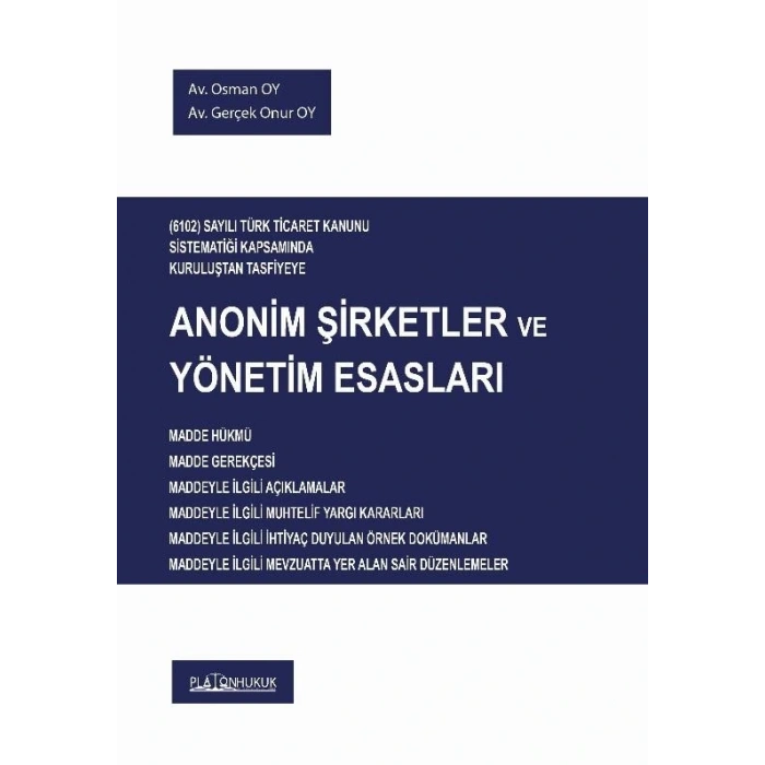Anonim Şirketler ve Yönetim Esasları