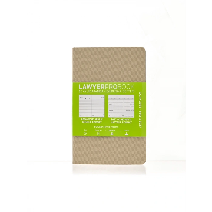 Lawyer Probook Büyük Boy Ajanda (16 Aylık) Bej 2026