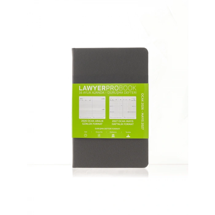 Lawyer Probook Büyük Boy Ajanda (16 Aylık) Koyu Gri 2026