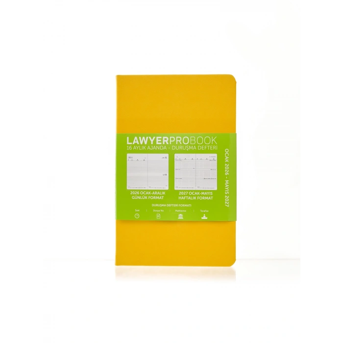 Lawyer Probook Büyük Boy Ajanda (16 Aylık) Sarı 2026