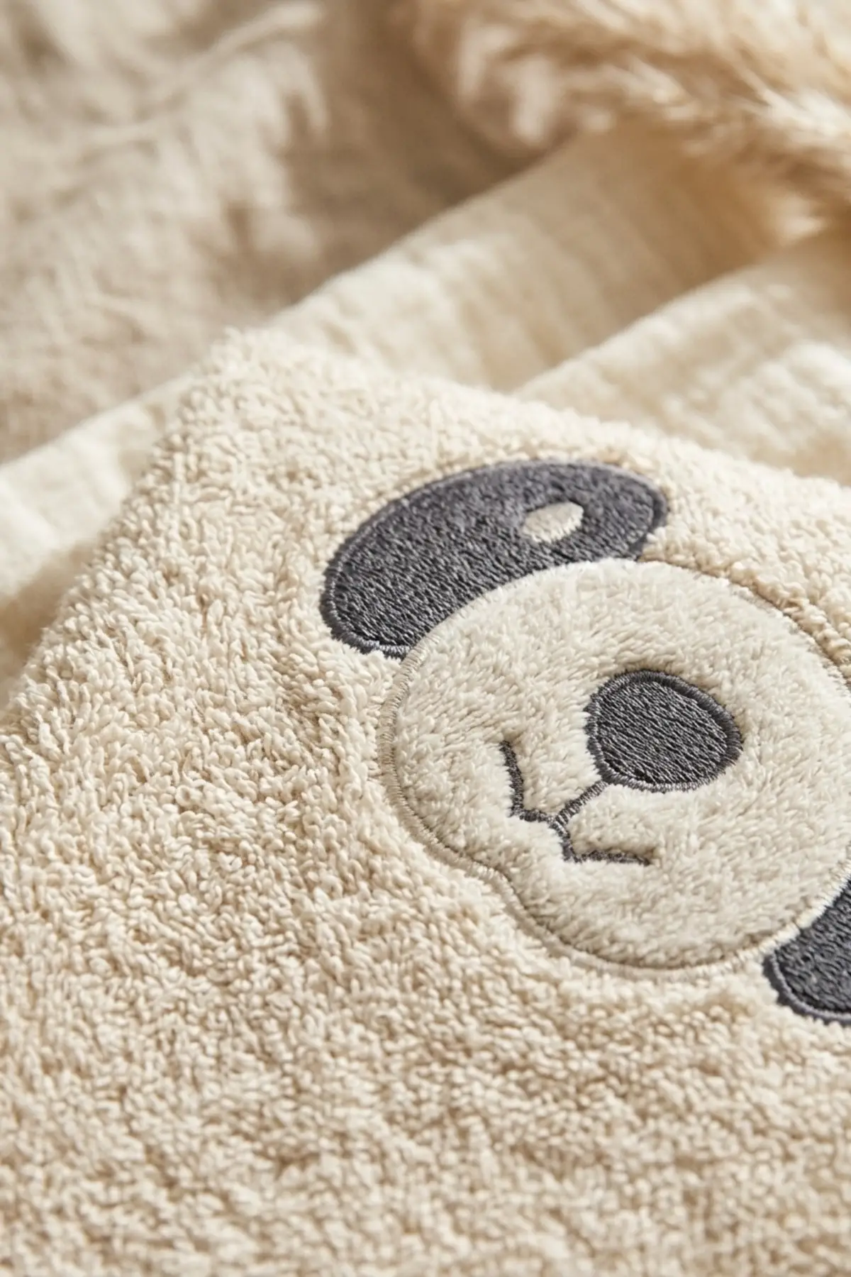Sevimli Gülen Panda Figürlü Bamboo Bebek Bornoz Seti 0-2 Yaş Kutulu