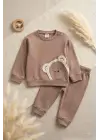 Ayıcık Nakışlı % 100 Pamuk 2li Erkek Bebek Takım
