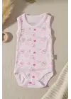 Bear Desenli Kolsuz % 100 Pamuk Kız Bebe Çıtçıtlı Body