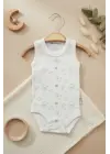 Bear Desenli Kolsuz Erkek Bebek Body %100 Pamuk