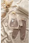 Kedi Desenli Pamuklu 2li Erkek Bebek Takım