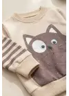 Kedi Desenli Pamuklu 2li Erkek Bebek Takım