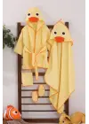 Ördek Figürlü 4 Parça Unisex Bornoz Seti 2-3 Yaş
