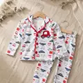 Araba Nakışlı % 100 Pamuk Yakalı Erkek Çocuk Pijama Takımı 1-6 Yaş