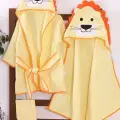 Aslan Figürlü 4 Parça Unisex Çocuk Bornoz Seti