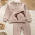 Ayıcık Nakışlı % 100 Pamuk 2li Erkek Bebek Takım