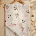 Balon Desenli Pembe Kenarı Biyeli Pamuklu Müslin Bebek Battaniyesi 90*90 Cm