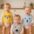 Bear Desenli 3lü Sıvı Geçirmez Bebek Mama Önlüğü 0-18 Ay - Sarı