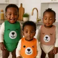 Bear Desenli 3lü Sıvı Geçirmez Bebek Mama Önlüğü 0-18 Ay - Turuncu