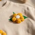 Daisy Bloom Çiçek Desenli Krem Sweatshirt Ve Hardal Eşofman Altı Pamuklu İki Parça Bebek Takımı