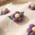 Daisy Bloom Çiçek Desenli Krem Sweatshirt Ve Mor Eşofman Altı Pamuklu İki Parça Bebek Takımı