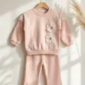 Flora Çiçek Detaylı Dantelli Kız Bebek 2li Alt Üst Takım - %100 Pamuklu Terletmez Premium Seri