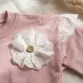 Flora Çiçek Detaylı Dantelli Kız Bebek 2li Alt Üst Takım - %100 Pamuklu Terletmez Premium Seri