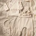Flora Mini Lady %100 Pamuklu Puantiyeli Krem Yenidoğan Hastane Çıkışı - 5 Parça Bebek Takımı