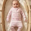 Flora Mini Lady %100 Pamuklu Puantiyeli Pembe Yenidoğan Hastane Çıkışı - 5 Parça Bebek Takımı