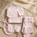 Flora Mini Lady %100 Pamuklu Puantiyeli Pembe Yenidoğan Hastane Çıkışı - 5 Parça Bebek Takımı