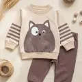 Kedi Desenli Pamuklu 2li Erkek Bebek Takım