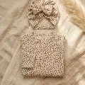 Leopar Detaylı Boneli Kız Bebek Tulumu. Ayaklı % 100 Pamuklu 0-3 Ay