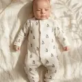 Milk Desenli % 100 Pamuk, Ayaksız Erkek Bebek Tulumu 0-3 Ay