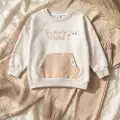 Milo Unisex Çocuk Bej & Ekru Funny Time Ayıcık Baskılı Kanguru Cepli Sweatshirt Ve Jogger Alt Üst Takım