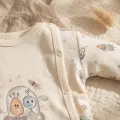 Nova Pamuklu 3’lü Bebek Takımı - 0-3 Ay Mavi Fitilli Legging, Uzay Temalı Kruvaze Üst Alt Ve Bere Seti