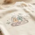 Nova Pamuklu 3’lü Bebek Takımı - 0-3 Ay Mint Yeşili Fitilli Legging, Uzay Temalı Kruvaze Üst Alt Ve Bere Seti