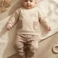 Nova Soft Cotton Gri Cepli Bebek Alt Üst Takım - %100 Pamuklu Sweatshirt Ve Eşofman Altı Kombini