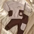 Nova Soft Cotton Gri Cepli Bebek Alt Üst Takım - %100 Pamuklu Sweatshirt Ve Eşofman Altı Kombini