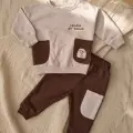 Nova Soft Cotton Gri Cepli Bebek Alt Üst Takım - %100 Pamuklu Sweatshirt Ve Eşofman Altı Kombini