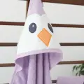 Penguen Nakışlı Unisex Şapka Ve Keseli Bebek Banyo Havlusu
