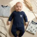 Premium %100 Pamuklu Panda Figürlü Bebek Tulum 3lü Set - Çene Korumalı Fermuarlı Yumuşak Doku