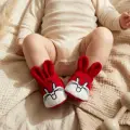 Ruby Bunny Kırmızı Tavşan Nakışlı Pamuklu Bebek Patik - Yumuşak Dokulu İlk Adım Ev Ayakkabısı