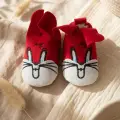 Ruby Bunny Kırmızı Tavşan Nakışlı Pamuklu Bebek Patik - Yumuşak Dokulu İlk Adım Ev Ayakkabısı