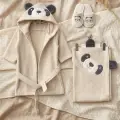 Sevimli Gülen Panda Figürlü Bamboo Bebek Bornoz Seti 0-2 Yaş Kutulu