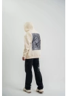 Erkek Kapşonlu Double Oversize Dijital Patchli SweatShirt - Krem