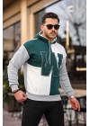 Erkek W Nakış İşlemeli Kapüşonlu Sweatshirt - Yeşil