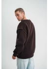 Geniş V yaka Kol Ribana Detaylı SweatShirt - Kahve