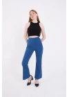 Kadın Skuba Krep Kumaş Basic  Pantolon - Indigo