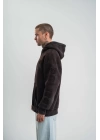 Kapşonlu Double Oversize Yıkamalı Evalı Nakışlı SweatShirt - Kahve