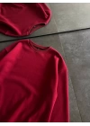 Kışlık Bisiklet Yaka Üç İplik Basic SweatShirt - Bordo